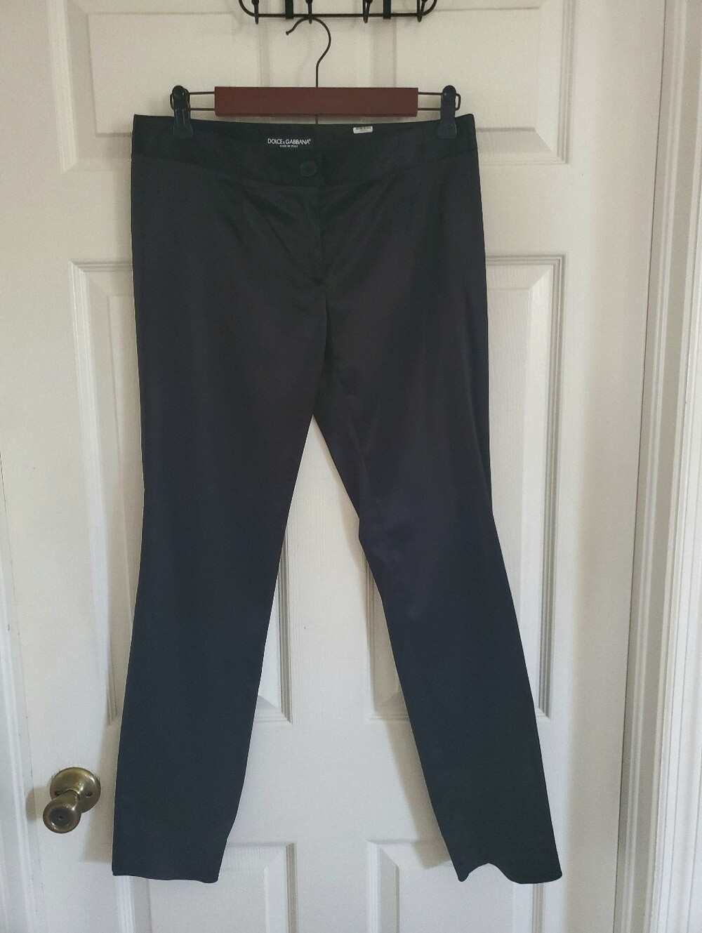 Dolce & Gabbana Black Satin Straight-Leg Dress Pants 42IT